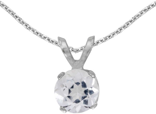 Image of 14k White Gold Round White Topaz Pendant (Chain NOT included)