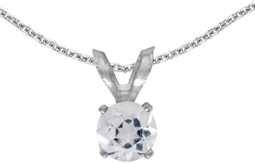 Image of 14k White Gold Round White Topaz Pendant (Chain NOT included) (CM-P1414XW-04)