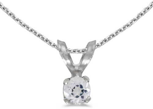 Image of 14k White Gold Round White Topaz Pendant (Chain NOT included) (CM-P1418XW-04)