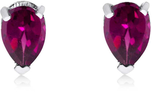 Image of 14K White Gold Ruby Pear-Shaped Earrings
