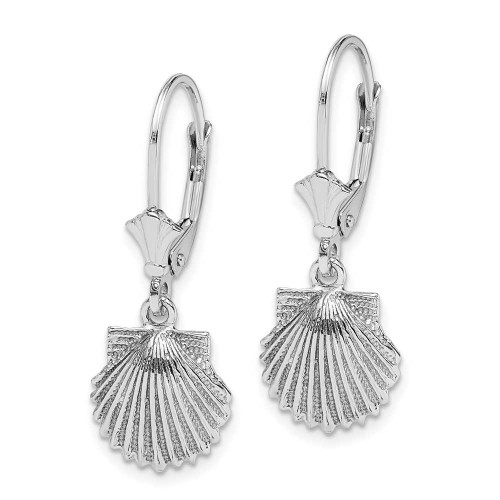 Image of 11.4mm 14K White Gold Scallop Shell Leverback Earrings