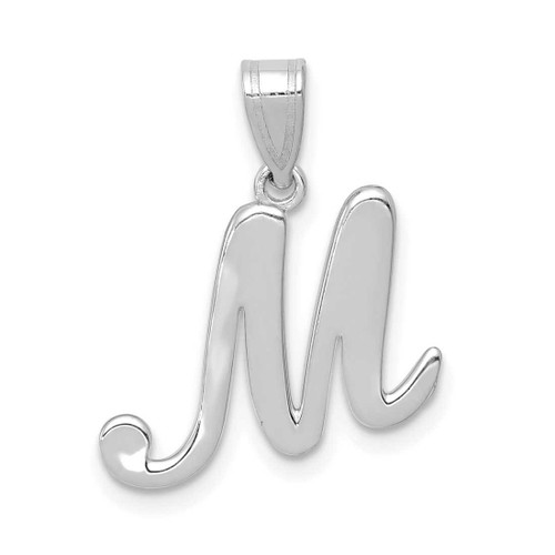 Image of 14K White Gold Script Letter M Initial Pendant