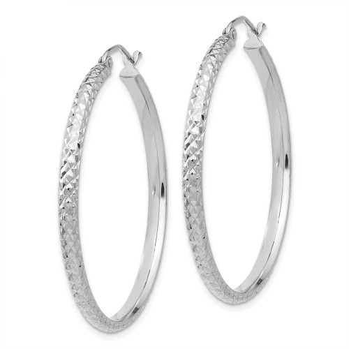 Image of 37mm 14K White Gold Shiny-Cut 2.8X37mm Hollow Hoop Earrings