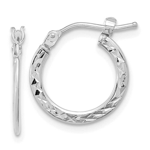 Image of 15.37mm 14K White Gold Shiny-Cut and Polished Hoop Earrings TF1049W