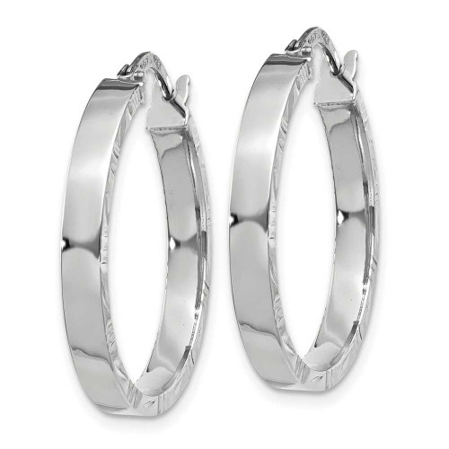 Image of 26.75mm 14K White Gold Shiny-Cut Edge Medium 3mm Polished Hoop Earrings