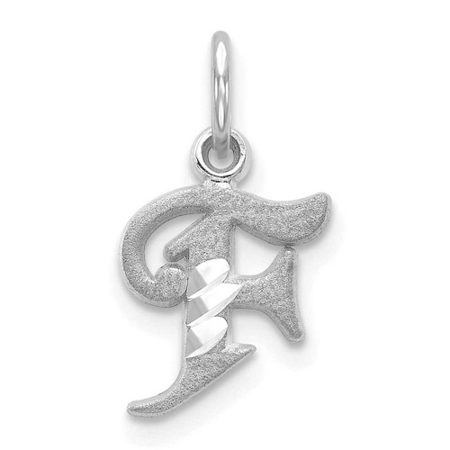 Image of 14K White Gold Shiny-Cut Initial F Charm