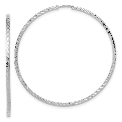 Image of 44mm 14K White Gold Shiny-Cut Square Tube Endless Hoop Earrings TF1000W