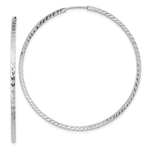 Image of 49mm 14K White Gold Shiny-Cut Square Tube Endless Hoop Earrings TF1001W