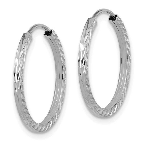 Image of 20mm 14K White Gold Shiny-Cut Square Tube Endless Hoop Earrings TF995W