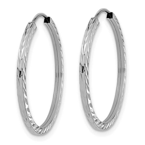 Image of 24.5mm 14K White Gold Shiny-Cut Square Tube Endless Hoop Earrings TF996W