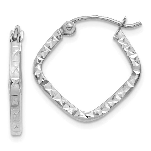 Image of 17mm 14K White Gold Shiny-Cut Squared Hoop Earrings