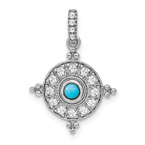 Image of 14K White Gold Simulated Turquoise & White Topaz Pendant PM7422-BTQ-W