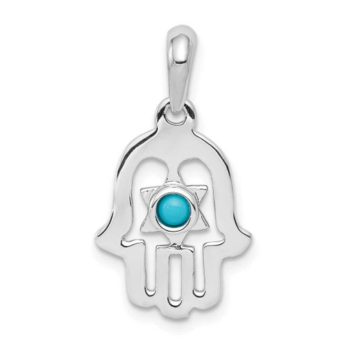 Image of 14K White Gold Simulated Turquoise Chamseh Pendant