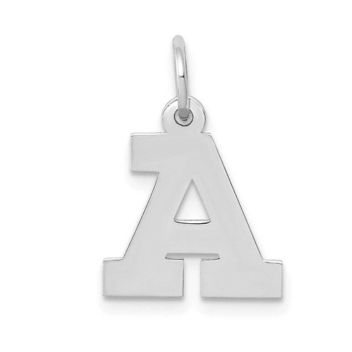 Image of 14K White Gold Small Block Initial A Charm