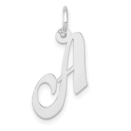Image of 14K White Gold Small Fancy Script Initial A Charm