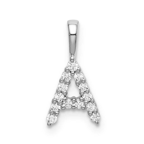 Image of 14K White Gold Small Initial A Diamond Pendant