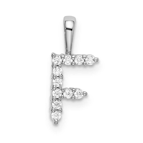 Image of 14K White Gold Small Initial F Diamond Pendant