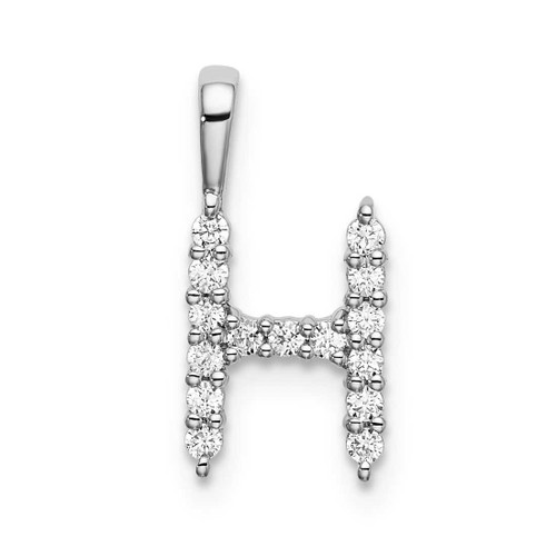 Image of 14K White Gold Small Initial H Diamond Pendant