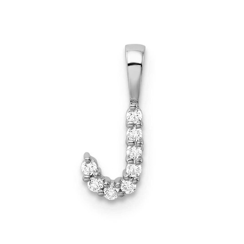 Image of 14K White Gold Small Initial J Diamond Pendant