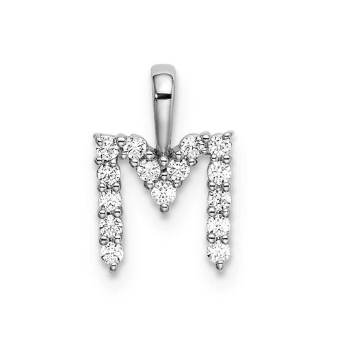 Image of 14K White Gold Small Initial M Diamond Pendant