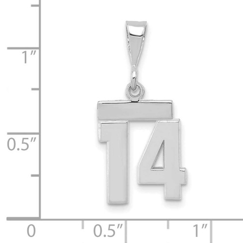 Image of 14K White Gold Small Polished Number 14 Pendant
