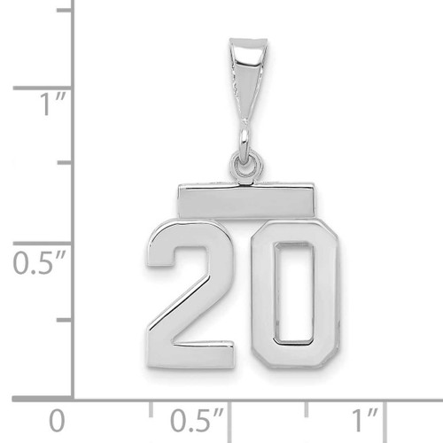 Image of 14K White Gold Small Polished Number 20 Pendant