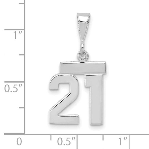 Image of 14K White Gold Small Polished Number 21 Pendant