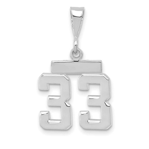 Image of 14K White Gold Small Polished Number 33 Pendant