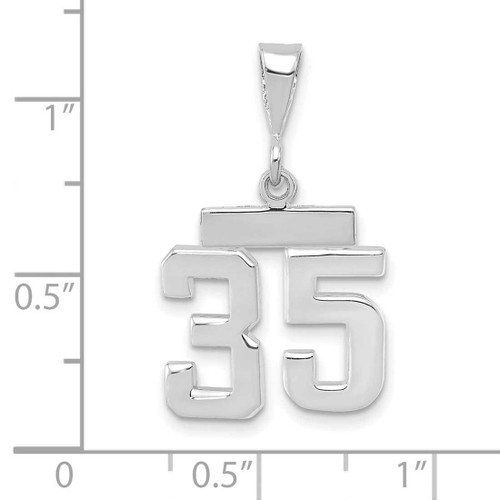Image of 14K White Gold Small Polished Number 35 Pendant