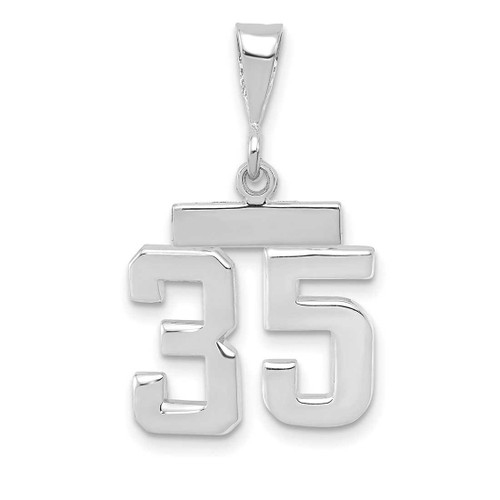 Image of 14K White Gold Small Polished Number 35 Pendant
