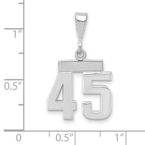 Image of 14K White Gold Small Polished Number 45 Pendant