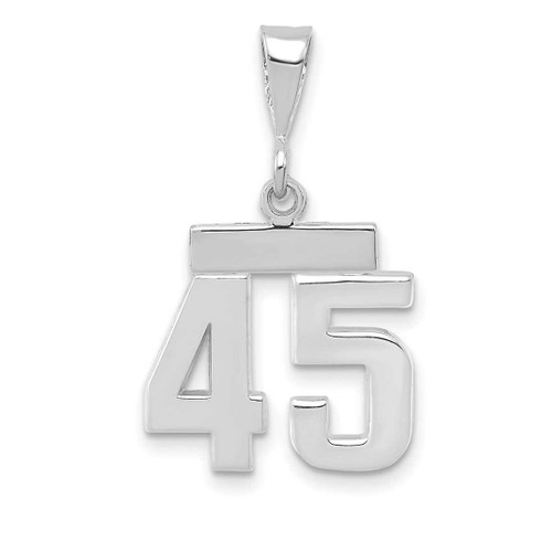 Image of 14K White Gold Small Polished Number 45 Pendant