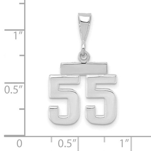 Image of 14K White Gold Small Polished Number 55 Pendant