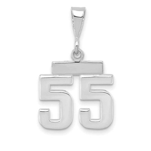 Image of 14K White Gold Small Polished Number 55 Pendant