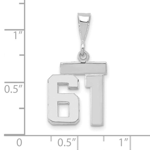 Image of 14K White Gold Small Polished Number 61 Pendant