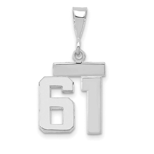 Image of 14K White Gold Small Polished Number 61 Pendant