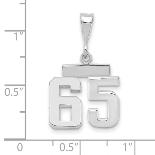 Image of 14K White Gold Small Polished Number 65 Pendant