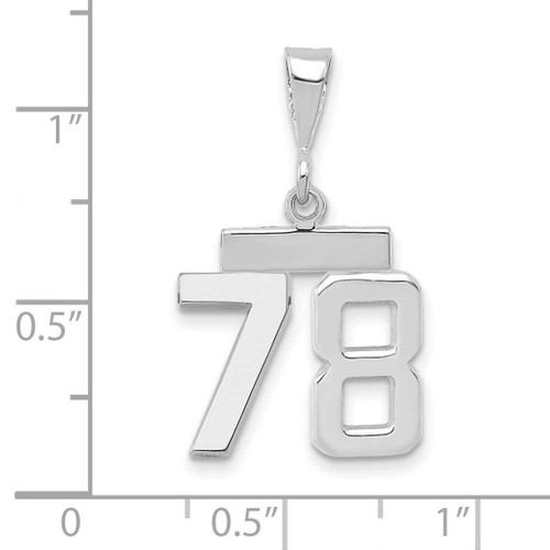 Image of 14K White Gold Small Polished Number 78 Pendant