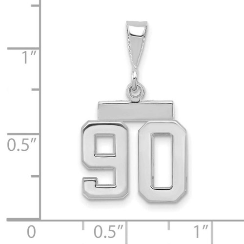 Image of 14K White Gold Small Polished Number 90 Pendant