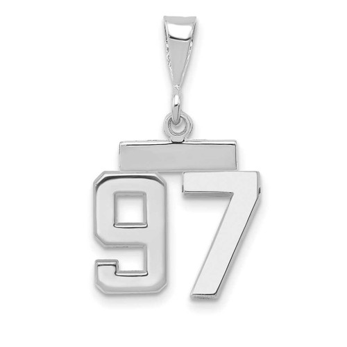 Image of 14K White Gold Small Polished Number 97 Pendant