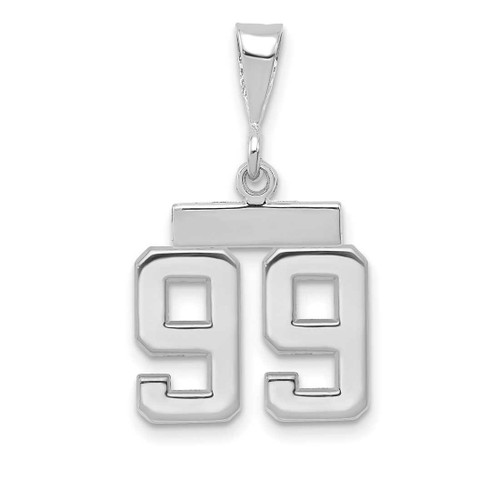 Image of 14K White Gold Small Polished Number 99 Pendant