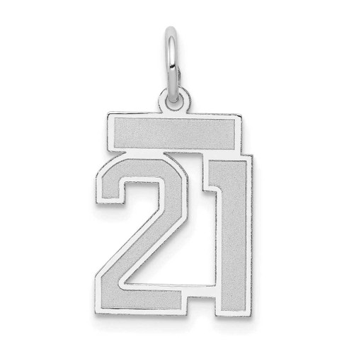 Image of 14K White Gold Small Satin Number 21 Charm