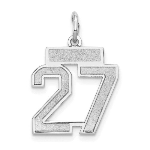 Image of 14K White Gold Small Satin Number 27 Charm