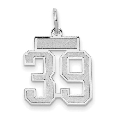 Image of 14K White Gold Small Satin Number 39 Charm