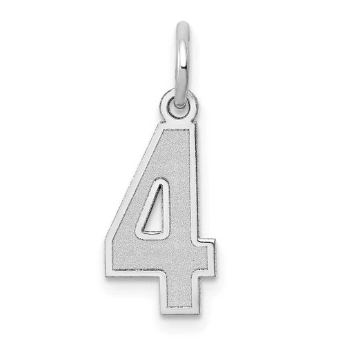 Image of 14K White Gold Small Satin Number 4 Charm