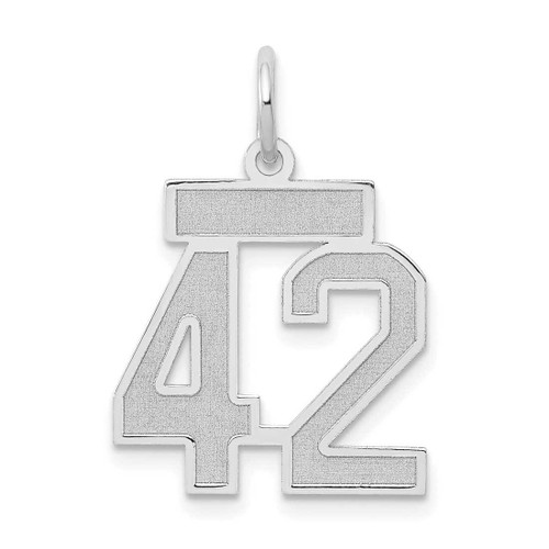Image of 14K White Gold Small Satin Number 42 Charm
