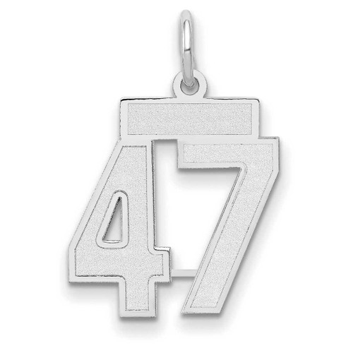 Image of 14K White Gold Small Satin Number 47 Charm
