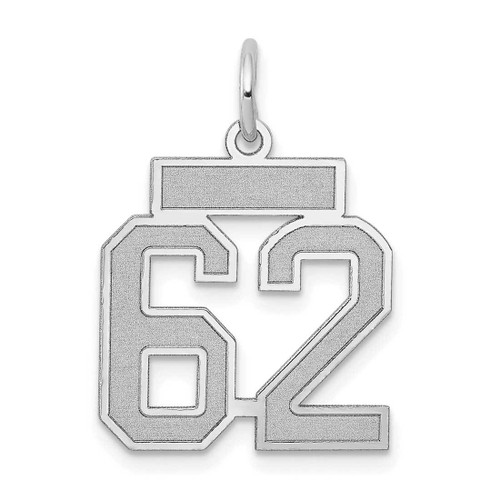 Image of 14K White Gold Small Satin Number 62 Charm
