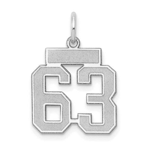 Image of 14K White Gold Small Satin Number 63 Charm