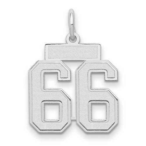 Image of 14K White Gold Small Satin Number 66 Charm